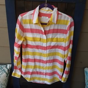 Equipment coral and yellow button down size S.